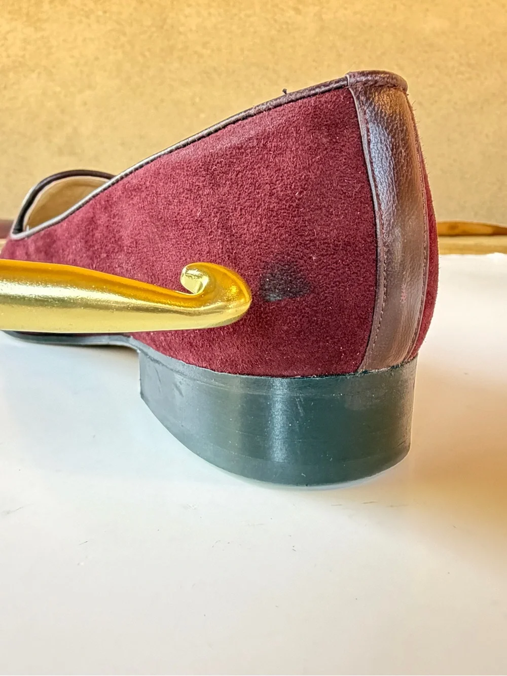 Talbots Burgundy Suede Smoking Loafers Made in Spain Leather Sole